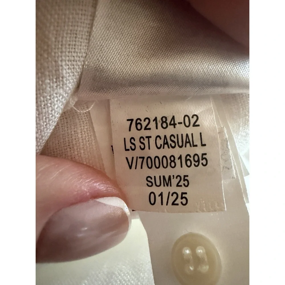 Banana Republic Standard Linen Shirt Mens L Tall White 100% Linen $100 NWOT
